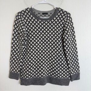 J. Crew collection Black and White argyle knit cashmere Sweater